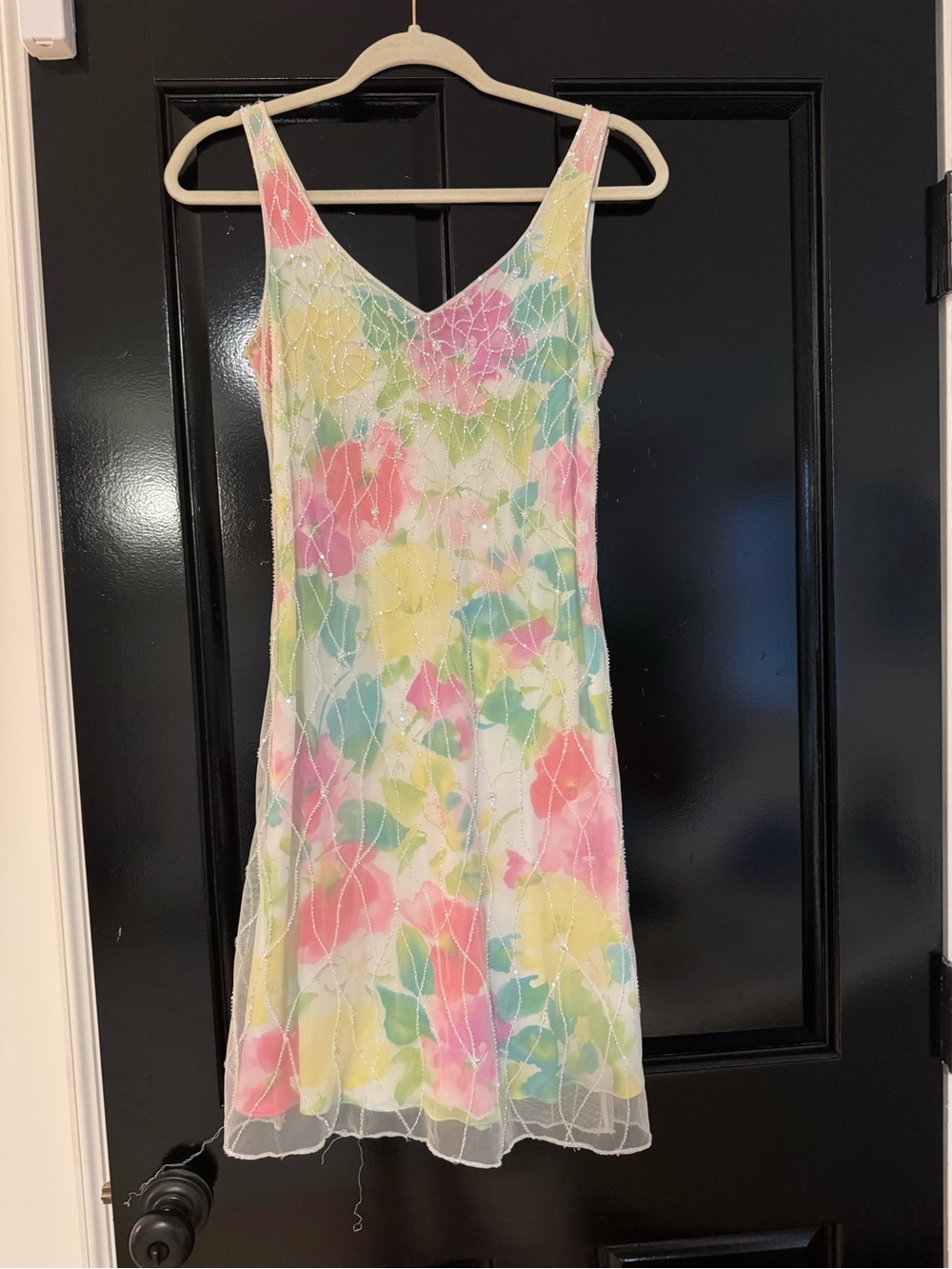 Pastel Floral V-Neck Dress - White Base
